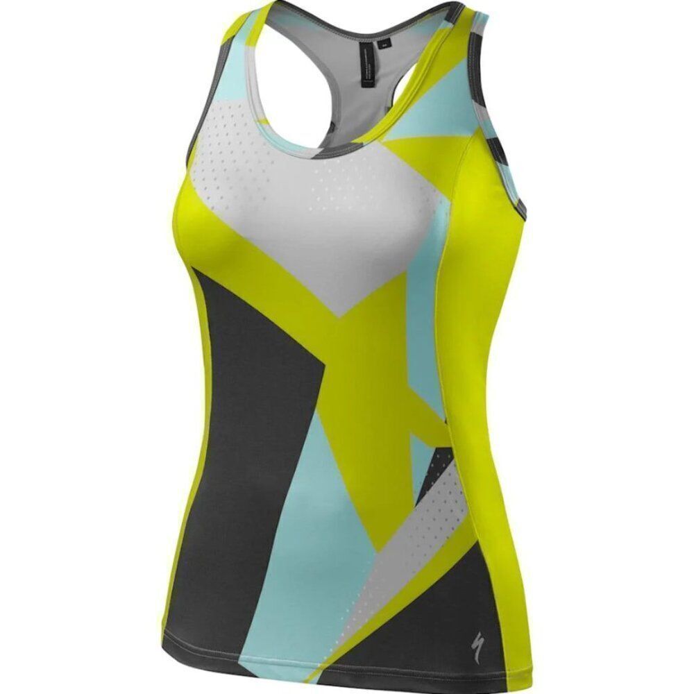 Specialized Shasta Women's Cycling Yellow Blue Gray Tank Top Size XS